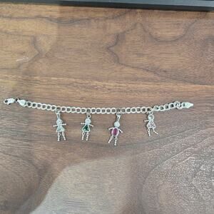 Sterling Silver 925 Italy Link Bracelet 4 charms 2 are 925  7.25 inches #960